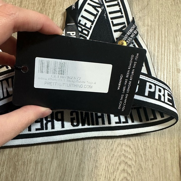 Pretty Little Thing Army Green Bandage Style Crop Top Bikini Top - Picture 4 of 6